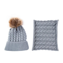 Load image into Gallery viewer, Trend New Toddler Hat Baby Girls and Boys Winter Warm Knitted Wool Hemming Hat Beanie Cap and Warm Scarf
