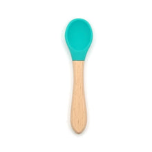Load image into Gallery viewer, 2PCS  Bamboo Training Spoons Organic Soft Baby Feeding Silicone Tip Spoon Scoop Easy Grip Handle Toddlers Infant Gifts For Parents And Baby Boys Or Girls
