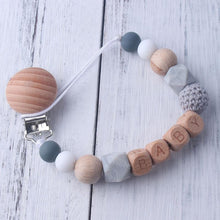 Load image into Gallery viewer, Baby Boy Wood Chew Pacifier Clips Dummy Chain Holder Cute Soother Chains Baby Girl Teething Toy
