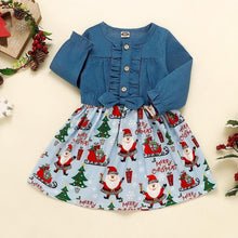 Load image into Gallery viewer, Baby Girls Print Christmas Santa Dress Princess Outfits Long Sleeve Fashion  Unique Design Perfect Gift
