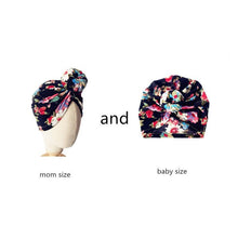 Load image into Gallery viewer, Luxury Mdoern Set 2PCS Baby and Mom Headbands Set Flower Bowknot Newborn Turban Cross-tied Mommy Headband Bow

