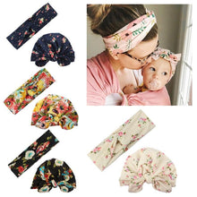 Load image into Gallery viewer, Modern Mom&amp;Baby Turban Mother Baby Hat Headbands Mom Daughter Bow Knot Caps Print Solid Parent-Child Hair Accessories

