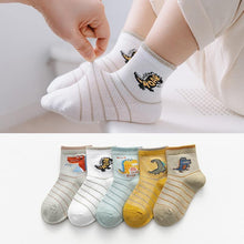 Load image into Gallery viewer, 5 Pairs Kids Socks  Striped Sock for Children Fashion Sports Elastic Socks Spring Autumn Summer Breathable Soft Socks For Kids

