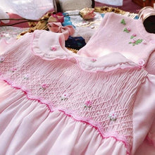 Load image into Gallery viewer, Handmade Luxury Interesting Baby Girl Spring Autumn Long Sleeve Pink Handmade Smoking Dress
