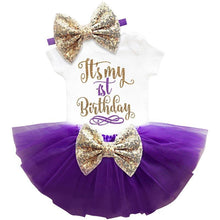Load image into Gallery viewer, Luxury Modern Baby Girl First 1st Birthday Party Dress Cute Pink Tutu Cake Outfits For Birthday Party with Big Bow And Unicorn Design
