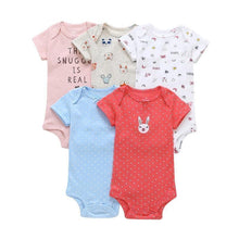 Load image into Gallery viewer, 5PCS/SET Baby Bodysuit Newborn Clothes Short Sleeve Cotton Unisex Body Clothing Pajams for Kids
