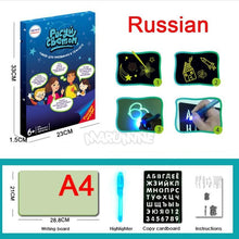 Load image into Gallery viewer, A3 A4 A5 Kids Luminous Drawing Board with Light-Fun Magic Sketchpad Draw Tablet Fluorescent Pen Russian English Light Up Toys
