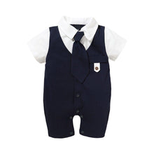 Load image into Gallery viewer, Luxury Modern baby Suit New boy's Jumpsuit Baby Short-sleeved Gentleman Suit Tie Robe summer Suit For Birthday and Party
