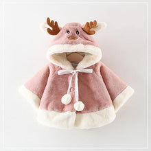 Load image into Gallery viewer, Modern New Christmas Winter LuxuryElegant Cute Elk Cartoon Hooded Soft Coat Cape for Baby Girls
