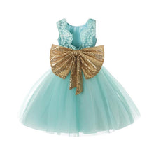 Load image into Gallery viewer, Pink Backless Princess Gold Luxury Dress With Bow Baby Dress for Girl Birthday Party Newborn dress For Birthday Girls Dress 1-5 years
