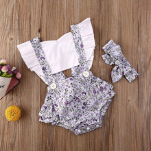 Load image into Gallery viewer, Luxury Modern Newborn Baby Girl Clothes Polka Dot Print Flower Fly Sleeve Romper Jumpsuit Headband 2Pcs Outfits For Girls
