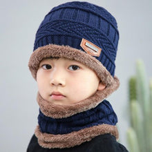 Load image into Gallery viewer, Knitted Baby Hats  Cap and Scarf Turban Beanie Cotton Warm Wool Fur Caps Soft Hat For Childern Girl And Boys

