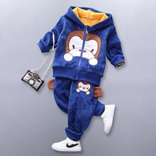 Load image into Gallery viewer, Baby Clothes Winter Thick And Warm Three-piece Cartoon Bear And Fox Printed Sweater Hooded Baby Girl Clothing Set Sweater and Pants

