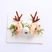 Load image into Gallery viewer, Luxury Christmas Antler Baby Girl Headbands Hair Accessories Xmas Deer Ear Flower Crown Hairband for Newborn Baby
