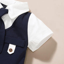 Load image into Gallery viewer, Luxury Modern baby Suit New boy's Jumpsuit Baby Short-sleeved Gentleman Suit Tie Robe summer Suit For Birthday and Party
