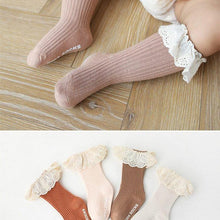 Load image into Gallery viewer, Newborn Baby Girl Socks Lace Baby Knee Socks Anti Slip Cotton Long Socks for Girls In retro Vintage Style
