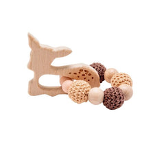 Load image into Gallery viewer, Wooden Teether Hedgehog Crochet Beads Wood Crafts Ring Engraved Bead Baby Teether Wooden Toys For Kids Rattle
