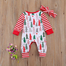 Load image into Gallery viewer, Newborn Baby Girl/Boys Christmas Long Sleeve Round Neck  Tree print Romper for Infant In New Year Design
