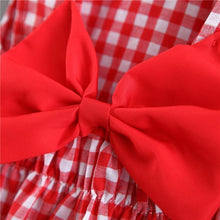 Load image into Gallery viewer, Print Plaid Bow Summer Princess Party Dress Infant Newborn Baby Dress+Hat 2pcs Kids Clothing Set
