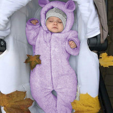 Load image into Gallery viewer, New Winter Trend Warm Newborn Baby Boy Solid Hooded Baby Romper Warm Coat Fleece Jumpsuit Infant Outwear For Boys And Girls
