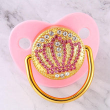 Load image into Gallery viewer, Modern Diamond Luxury Pink Crown Rhinestones Baby Pacifier Lollipop Elegant Infant Baby Shower Gift For Kids
