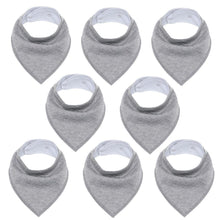 Load image into Gallery viewer, 8PCS/SET Comfortable Colorful 100% Organic Cotton Adjustable Snaps Bandana Saliva Bibs For Baby Boys &amp; Girls Kids
