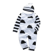 Load image into Gallery viewer, Newborn Baby Boys Romper Clothes Cotton Cute Cartoon Print Long Sleeve Jumpsuit Hat 2 Pcs
