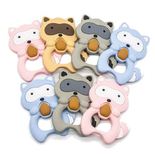 Load image into Gallery viewer, Silicone Raccoon Animal Cartoon Teether  Food Grade Chewable  Teething Toddle Safe For Baby And Perfect Gift For Babies
