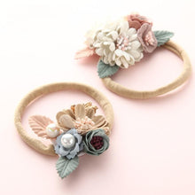Load image into Gallery viewer, Modern Fashion Floral Headband Newborn Baby Elastic Hairbands Pearl Fresh Style Bow Knot For Girls
