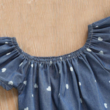 Load image into Gallery viewer, Modern Infant Baby Girls Bodysuits Headband 2PCS Hearts Love Short Sleeve Off Shoulder Jumpsuits Summer Causal Set WIth Big Bow
