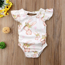 Load image into Gallery viewer, Modern Luxury Baby Girls Bunny Floral Off shoulder Romper Jumpsuit Outfits For Baby Girl
