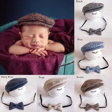 Load image into Gallery viewer, Modern Set Baby Newborn Peaked Beanie Cap Hat Bow Tie Photo Photography Prop Infant Boy Caps In elegant Modern Design
