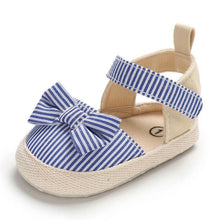 Load image into Gallery viewer, Newborn Infant Baby Summer Shoes Soft Crib Shoes Infants Anti-slip  Striped Bowknot Pre Walker Sandals
