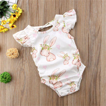 Load image into Gallery viewer, Modern Luxury Baby Girls Bunny Floral Off shoulder Romper Jumpsuit Outfits For Baby Girl

