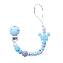 Load image into Gallery viewer, Pink Silicone Personalised Name Baby Pacifier Clips Crochet Beads Silicone Crown Pacifier Chain Holder For Kids and Baby Pacifier
