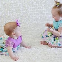 Load image into Gallery viewer, Summer Princess Floral Romper Dress For Baby Girl with Lace Sleeve+Headband For Little Princess
