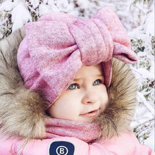 Load image into Gallery viewer, Baby Girl Hat Cotton Big Bow Cap For Baby Girls 2 Layer Butterfly Kids Caps Baby Beanie Winter Children's Hats
