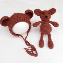 Load image into Gallery viewer, Modern Baby Cap Deer Design Handmade Crochet Deer Costume Set Knitted Hats And Toy For Girls and Boys Kids
