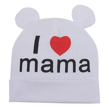 Load image into Gallery viewer, Modern Baby Hat Cute Ear Cotton Girls Cap Scarf Infant Hats Finger love Kids Boys Knitted Cap Winter hat I love mama/pap  Cap
