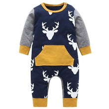 Load image into Gallery viewer, Baby Boy Rompers Long Sleeve Deer Head Infant Newborn Jumpsuit Outfits For Girls and Boys Pajamas
