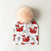 Load image into Gallery viewer, Luxury Modern Unique Toddler Boys and Girls Cartoon Printing Cotton Pompom Cap For Baby Beanie Hat With Pompon For Kids
