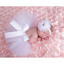 Load image into Gallery viewer, Luxury Modern Elegant Baby Girl Tulle Tutu Skirt and Flower Headband Set Newborn Dress With Big Bow And With Headband
