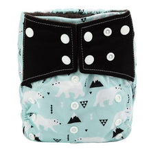 Load image into Gallery viewer, Luxury Charcoal Bamboo Baby Cloth Diaper Nappy Washable Reusable Double Gusset Square Tabs Nappies for Baby and Kids
