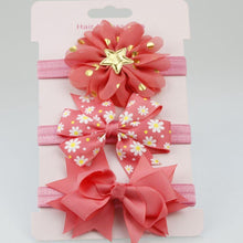 Load image into Gallery viewer, Luxury Modern Handamde 3PCS Set Elastic Flower Headbands for Baby Girls Hair Accessories Baby Girls Bows Nylon Bow For Girls
