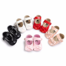 Load image into Gallery viewer, Red Princess Baby Girl Shoes Newborns Butterfly-knot PU Leather Shoes Infants Crib Soft Fashion Footwear Shoes
