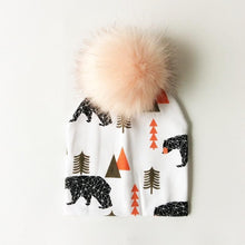 Load image into Gallery viewer, Luxury Modern Unique Toddler Boys and Girls Cartoon Printing Cotton Pompom Cap For Baby Beanie Hat With Pompon For Kids
