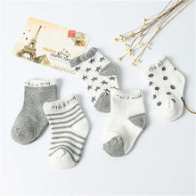 Load image into Gallery viewer, 5 Pair Cotton Mustache Printing Socks Baby Girls &amp; Boys For 1-3 Year Elastic Warm And Comfortable Kids Sock
