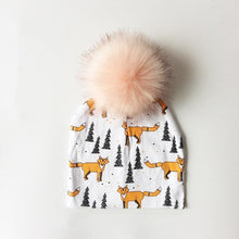 Load image into Gallery viewer, Luxury Modern Unique Toddler Boys and Girls Cartoon Printing Cotton Pompom Cap For Baby Beanie Hat With Pompon For Kids
