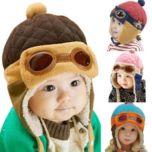 Load image into Gallery viewer, Modern Pilot Winter Warm Baby Hats Infant Toddlers Boys Girls Pilot Caps Ear flap Hat For Boys
