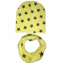 Load image into Gallery viewer, Modern New Trend Baby Hat Scarf Star Prints Cotton Children Boys Girl Cap Beanie Neck Collar Scarf Autumn Winter Warm Kids Hats For Kids
